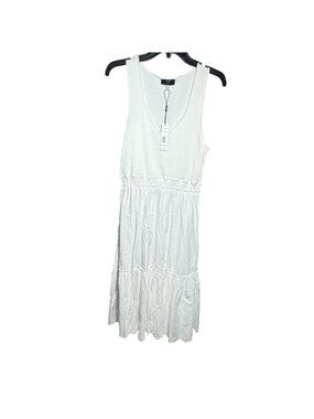 NWT T Tahari White Mixed Media Eyelet Midi Dress XL MSRP $138